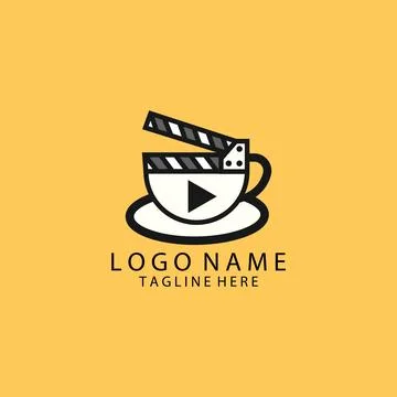 Clapboard cup logo design vector Stock Illustration
