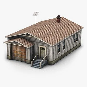 Clapboard Siding House 3D Model