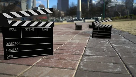 Clapboards everywhere Stock Footage 72989629