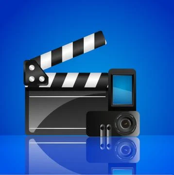 Clapper-board with camera Stock Illustration