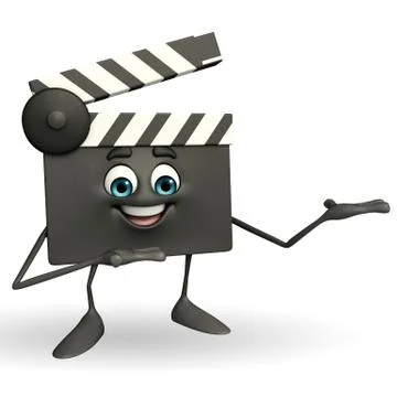 Clapper board character with holding pose Stock Illustration