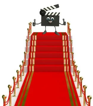 Clapper board character on the red carpet Stock Illustration