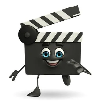Clapper board character is running Stock Illustration