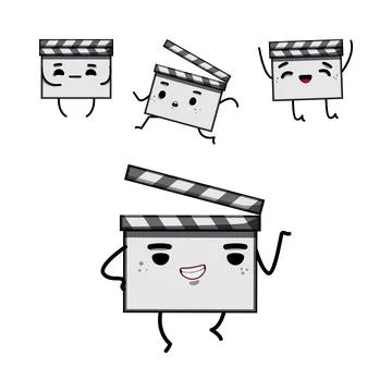 Clapper board characters expressing different emotions film making Stock Illustration