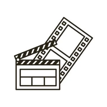 Clapper board flat line icon Stock Illustration