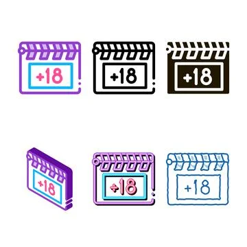 Clapper board icon vector outline multipack Stock Illustration