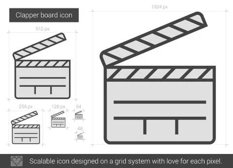 Clapper board line icon Stock Illustration