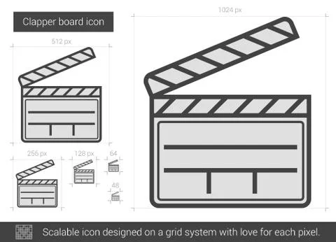 Clapper board line icon Stock Illustration