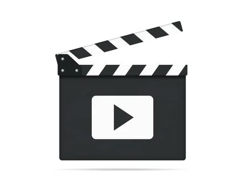 Clapper Board with Play Button Stock Illustration