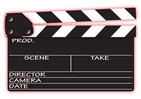 Clapper Board with Red Stock Illustration
