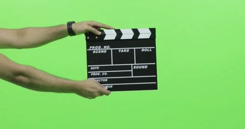 Clapper board used on green screen Stock Footage 146732485