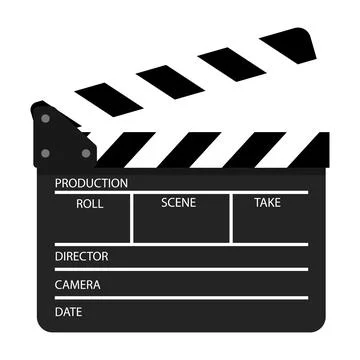 Clapper board vector icon. Opened and closed movie clapper film clap board... Stock Illustration