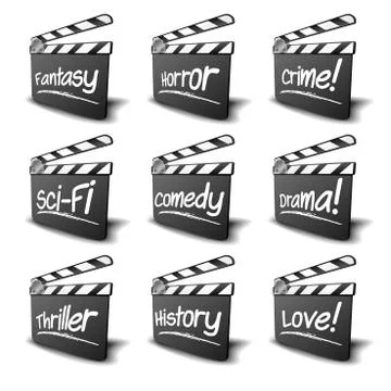 Clapper boards genres Stock Illustration