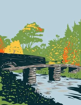 Clapper Bridge on the Moor at Postbridge in Dartmoor National Park in Devon E Stock Illustration