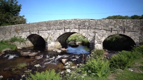 Clapper Bridge Postbridge Dartmoor England. Stock Footage 133499312
