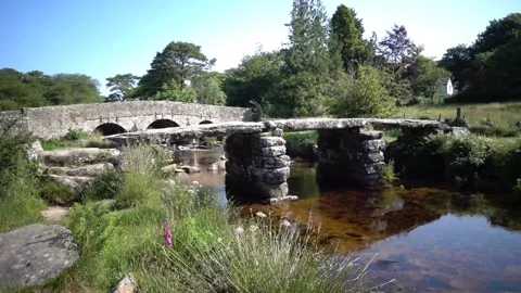 Clapper Bridge Postbridge Dartmoor England. Stock Footage 133499410
