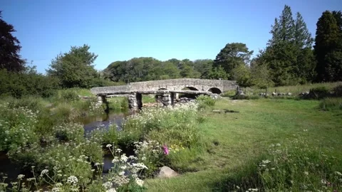 Clapper Bridge Postbridge Dartmoor England. Stock Footage 133499474
