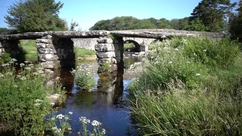 Clapper Bridge Postbridge Dartmoor England. Stock Footage 133499583