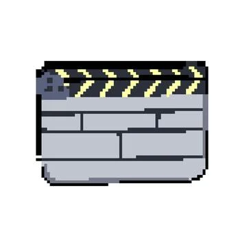 Clapper clapperboard pixel art vector illustration Illustrazione stock