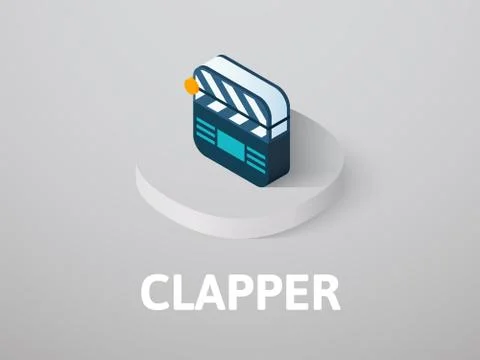 Clapper isometric icon, isolated on color background Stock Illustration