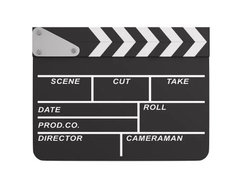 Clapper on white background. Isolated 3D illustration Stock Illustration