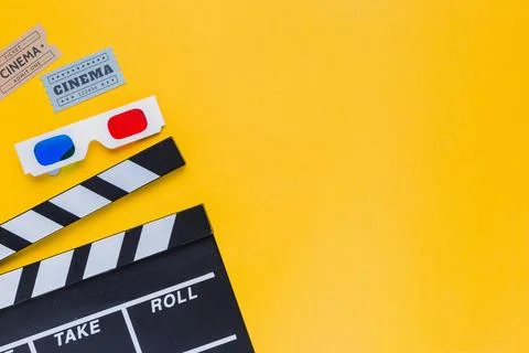 Clapperboard with 3d glasses High resolution photo Stock Photos