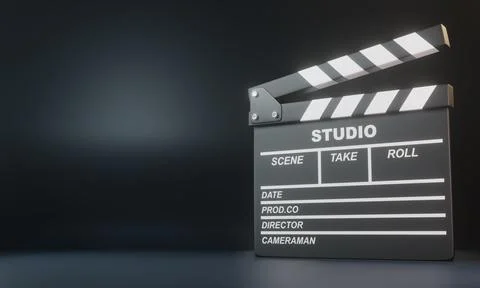 Clapperboard on black background. Minimalist creative concept イラスト素材