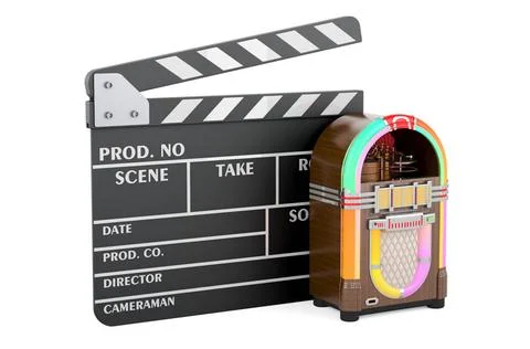 Clapperboard with classic jukebox, 3D rendering Clapperboard with classic ... Stock Photos