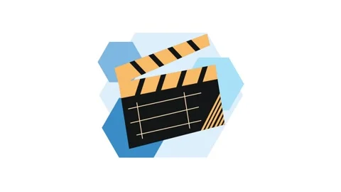 Clapperboard in front of animated hexagons representing film production mot.. Stock Footage 339258723