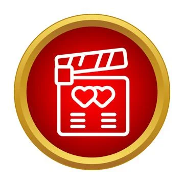 Clapperboard hearts icon symbolizing romance film production Stock Illustration