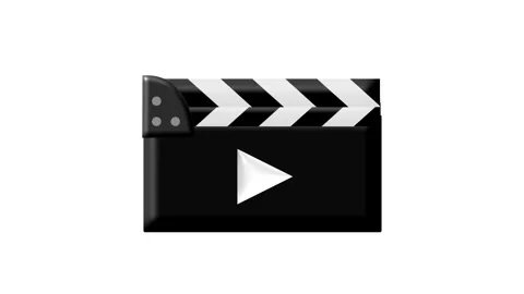 Clapperboard icon animation. A 3D black and white film slate with a play. Stock Footage 315631244