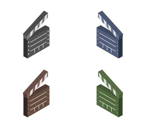 Clapperboard icon illustrated in vector on white background Stock Illustration