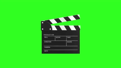 Clapperboard icon motion isolated on green screen. Behind the scenes Video stock 231196897