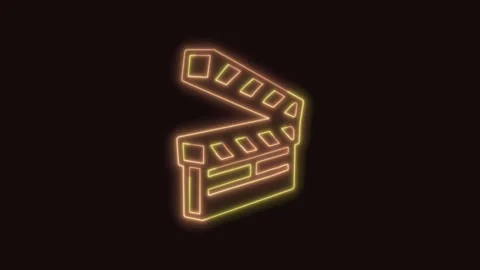 Clapperboard Icon Neon Seamless Loop with Black Background 4K Stock Footage 311429941