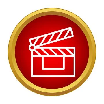 Clapperboard icon representing cinema media production Stock Illustration