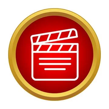 Clapperboard icon representing cinema video production Stock Illustration
