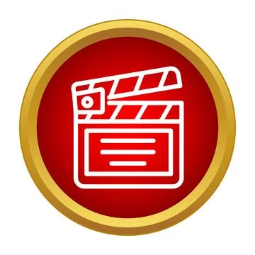 Clapperboard icon representing cinema video film production Stock Illustration