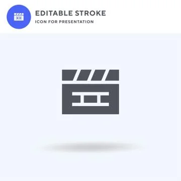 Clapperboard icon vector, filled flat sign, solid pictogram isolated on white Stock Illustration