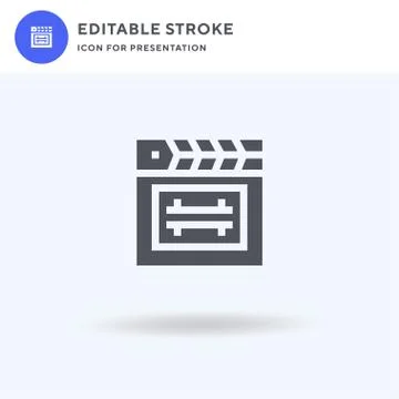 Clapperboard icon vector, filled flat sign, solid pictogram isolated on white Ilustración de archivo