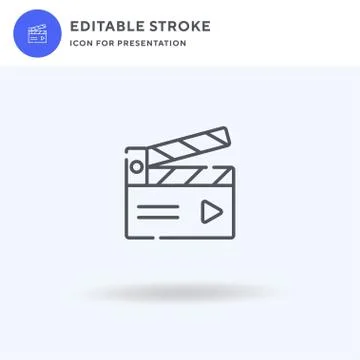Clapperboard icon vector, filled flat sign, solid pictogram isolated on white Stock Illustration
