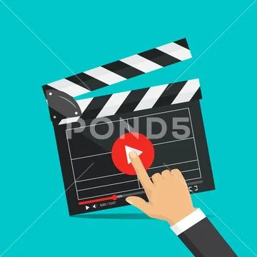 Clapperboard isolated on background. Video movie clapper equipment, icon. Stock Illustration