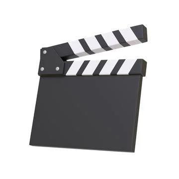 Clapperboard isolated on white background. Minimalist creative concept Stock Illustration