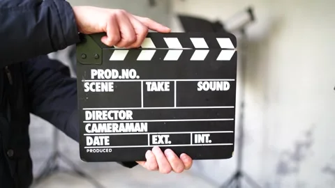 Clapperboard numbering man's hands close up Stock Footage 171764278