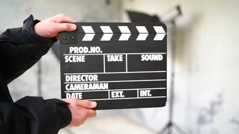 Clapperboard numbering man's hands close up Stock Footage 171766358