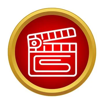 Clapperboard opening scene on red circle icon Stockillustratie