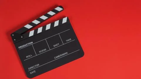 Clapperboard or clap board or movie slate .It is use in video production ,fil Foto stock