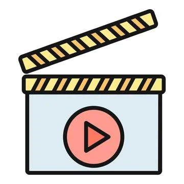 Clapperboard with play button depicting video production 스톡 일러스트
