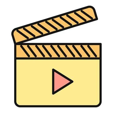 Clapperboard with play button representing video production Stock Illustration