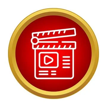 Clapperboard with play button showing video production Stock Illustration