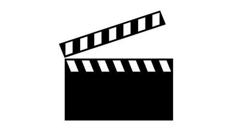 Clapperboard shape icon sign animated black color in white background Stock Footage 264643968